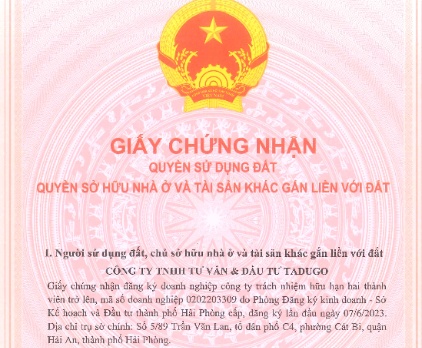 GCN quyền sử dụng đất đại diện lô LK1.01 và LK2.26