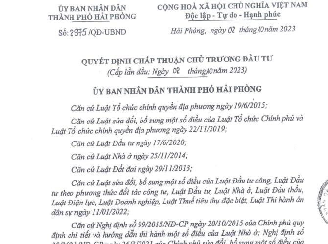 Quyết định chấp thuận chủ trương đầu tư